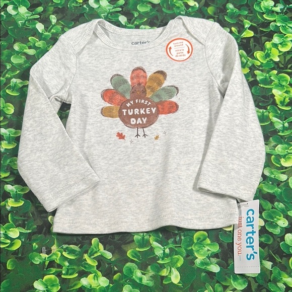 Carter's My First Turkey Day Infant Tee long sleeve thanksgiving T-shirt size 9M - Picture 1 of 7